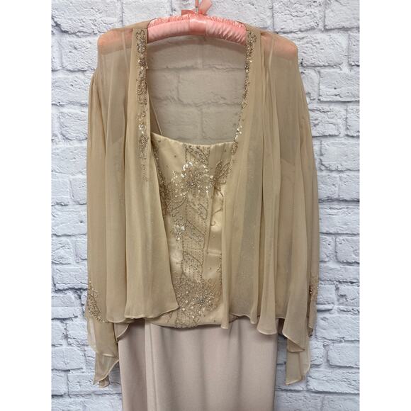 Montage Mon Cheri Mother of Bride Blush Dress Chiffon Jacket Beaded Detail - 16 - Picture 1 of 10